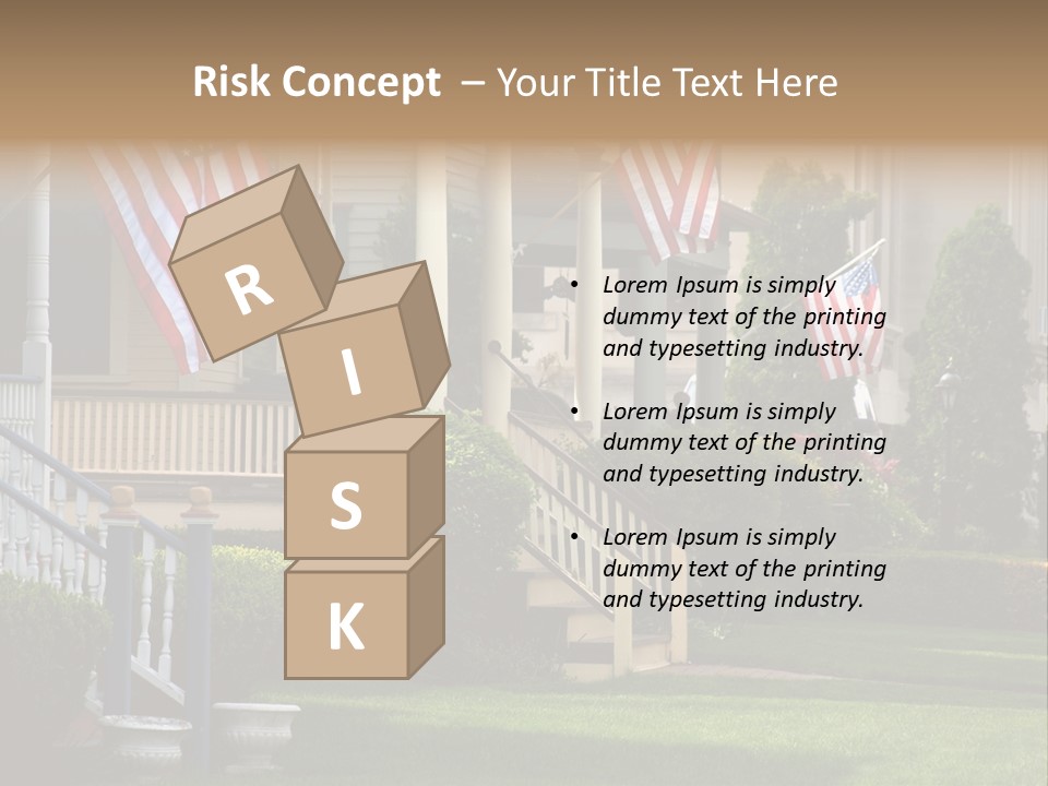 American Flags Flying Proudly On Front Porches Of A Small Town During A Holiday PowerPoint Template