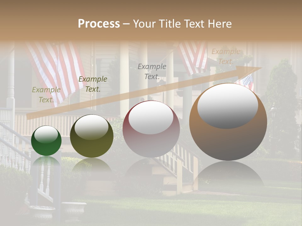 American Flags Flying Proudly On Front Porches Of A Small Town During A Holiday PowerPoint Template