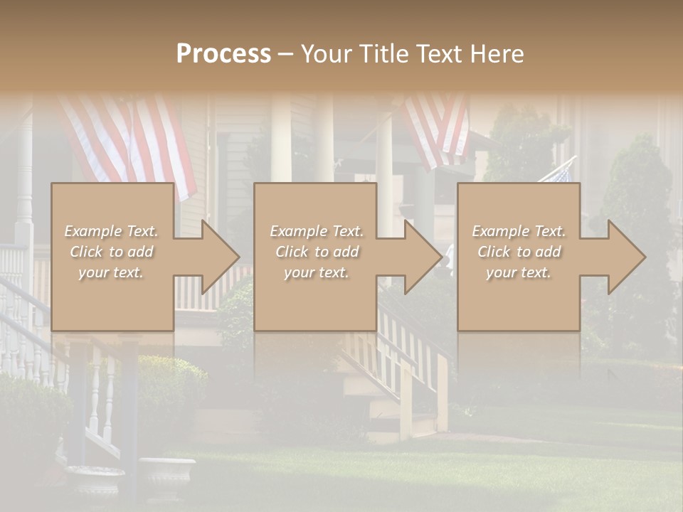 American Flags Flying Proudly On Front Porches Of A Small Town During A Holiday PowerPoint Template