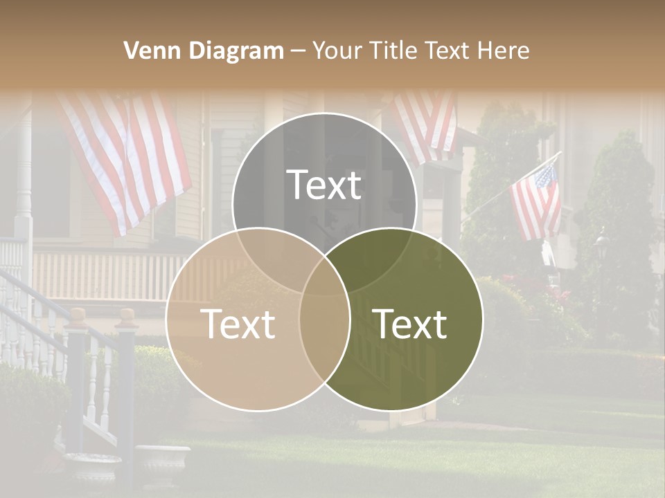 American Flags Flying Proudly On Front Porches Of A Small Town During A Holiday PowerPoint Template