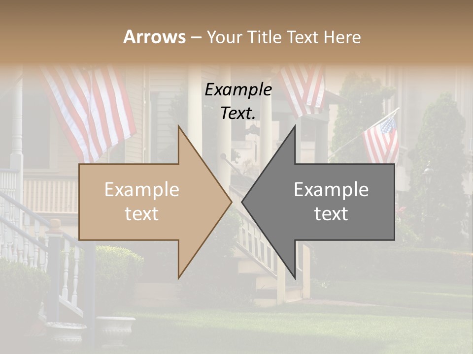 American Flags Flying Proudly On Front Porches Of A Small Town During A Holiday PowerPoint Template