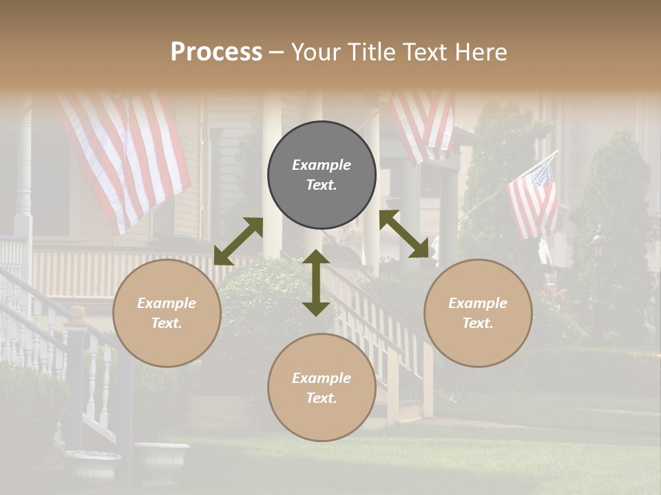 American Flags Flying Proudly On Front Porches Of A Small Town During A Holiday PowerPoint Template