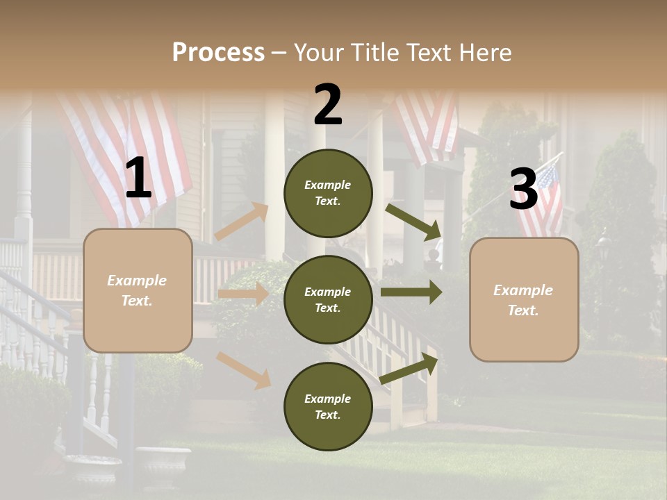 American Flags Flying Proudly On Front Porches Of A Small Town During A Holiday PowerPoint Template