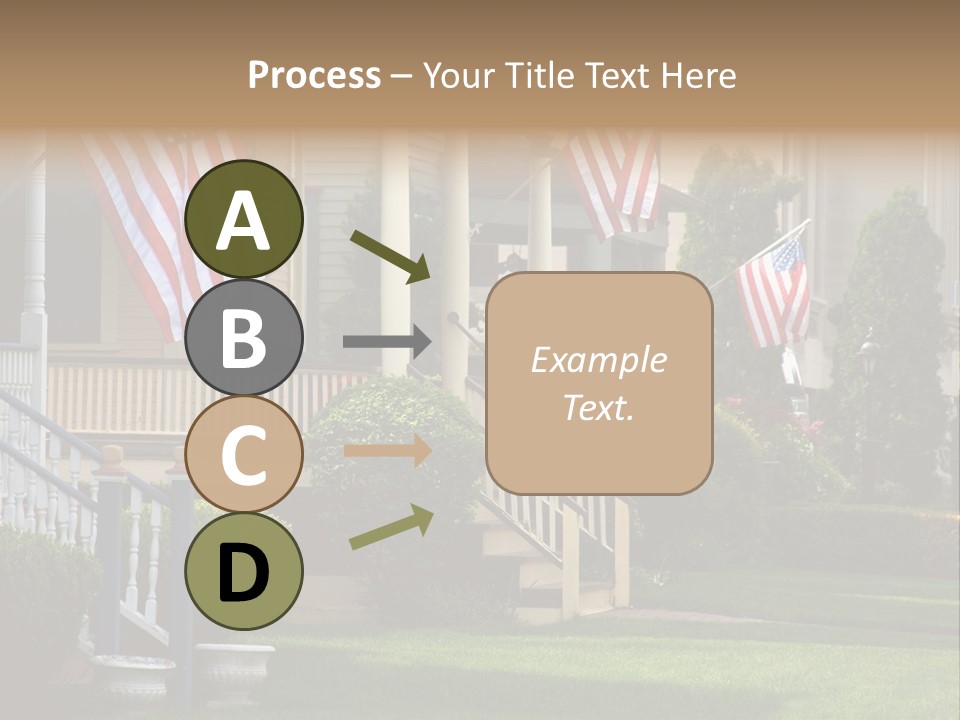 American Flags Flying Proudly On Front Porches Of A Small Town During A Holiday PowerPoint Template