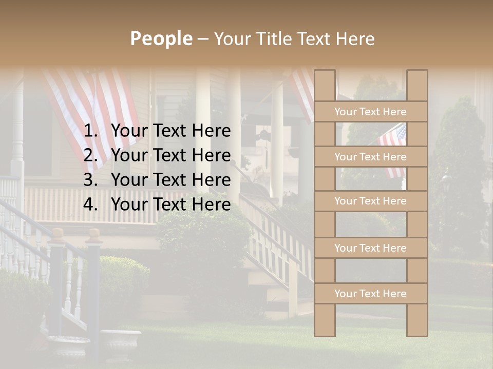 American Flags Flying Proudly On Front Porches Of A Small Town During A Holiday PowerPoint Template