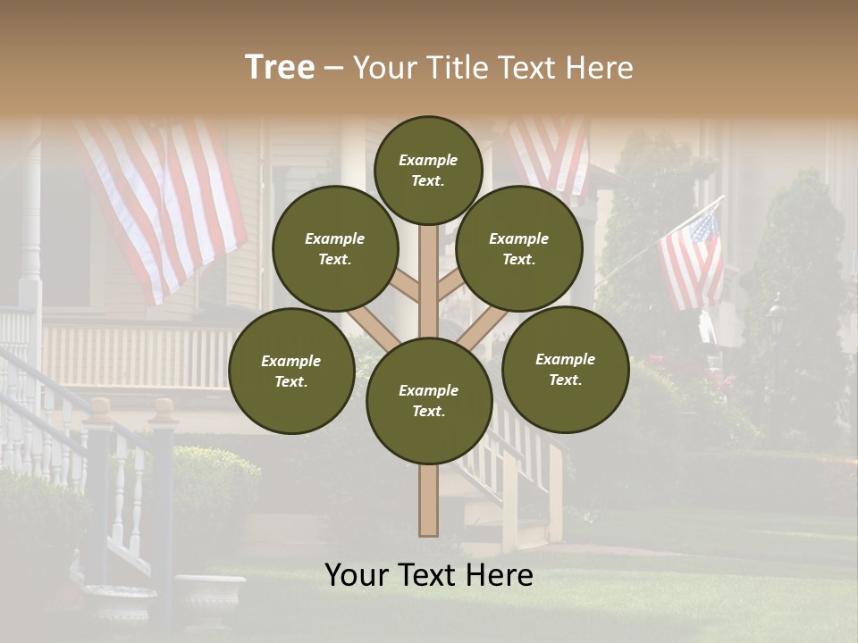 American Flags Flying Proudly On Front Porches Of A Small Town During A Holiday PowerPoint Template