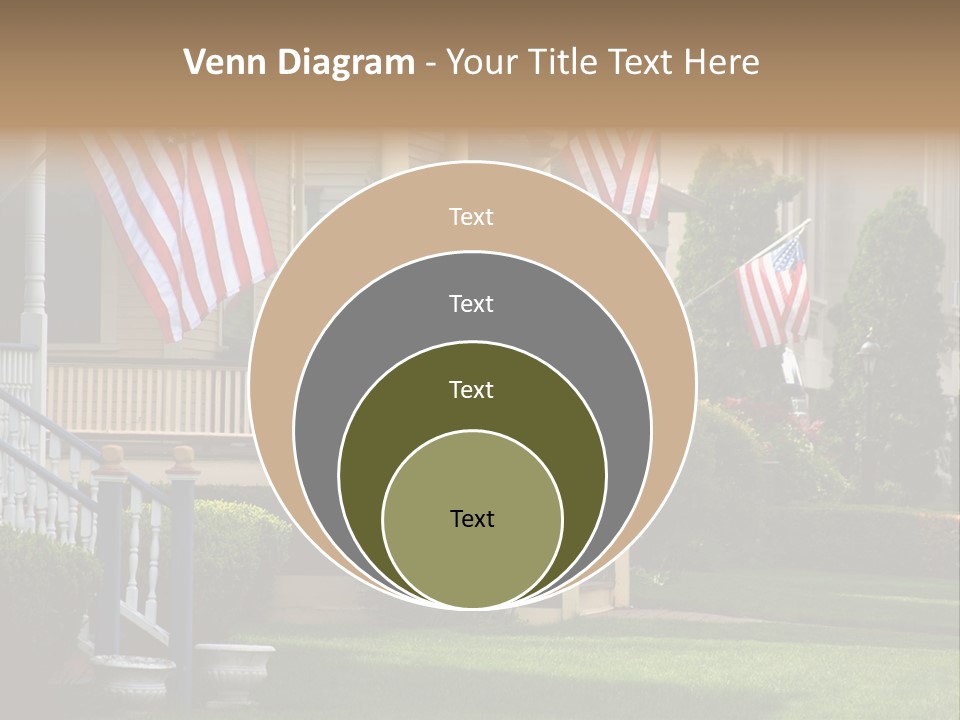 American Flags Flying Proudly On Front Porches Of A Small Town During A Holiday PowerPoint Template