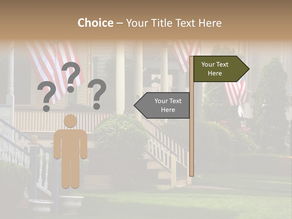 American Flags Flying Proudly On Front Porches Of A Small Town During A Holiday PowerPoint Template