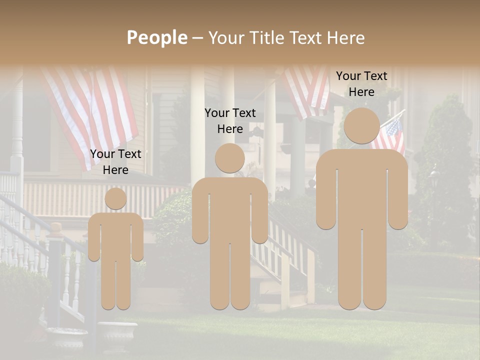 American Flags Flying Proudly On Front Porches Of A Small Town During A Holiday PowerPoint Template