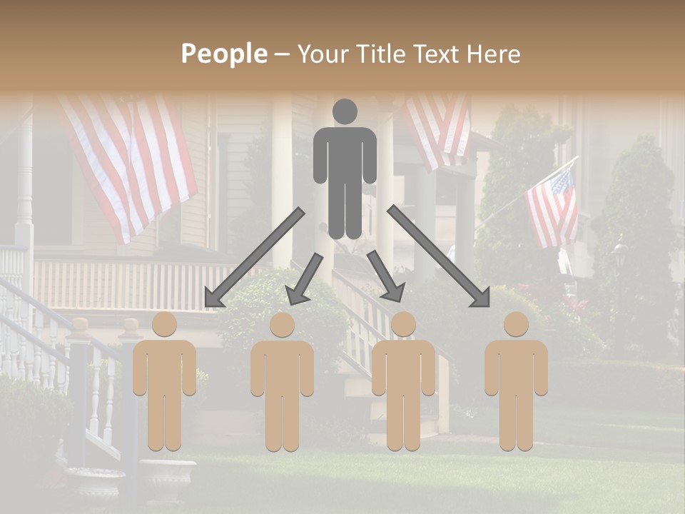 American Flags Flying Proudly On Front Porches Of A Small Town During A Holiday PowerPoint Template