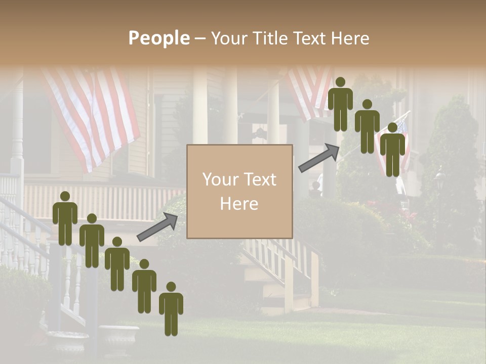 American Flags Flying Proudly On Front Porches Of A Small Town During A Holiday PowerPoint Template