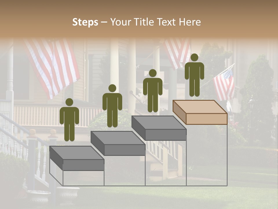 American Flags Flying Proudly On Front Porches Of A Small Town During A Holiday PowerPoint Template