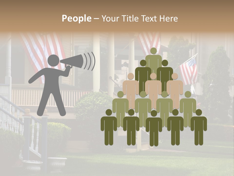 American Flags Flying Proudly On Front Porches Of A Small Town During A Holiday PowerPoint Template