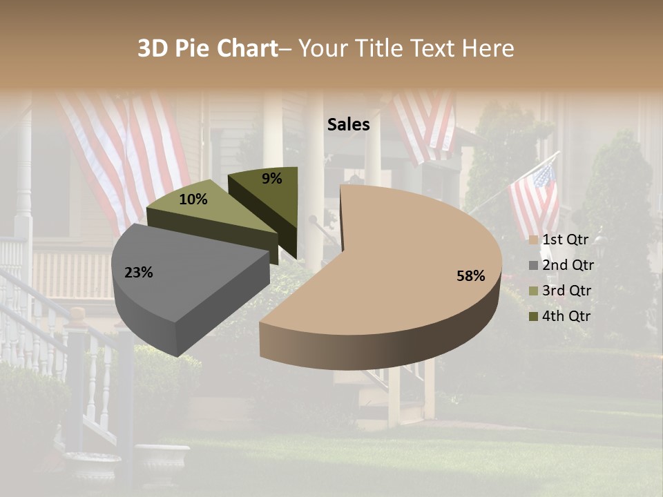 American Flags Flying Proudly On Front Porches Of A Small Town During A Holiday PowerPoint Template