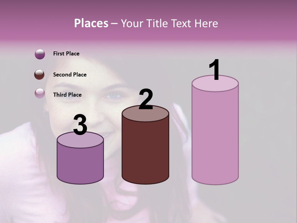 Beautiful Brunette Girl With Long Hair And Braces PowerPoint Template