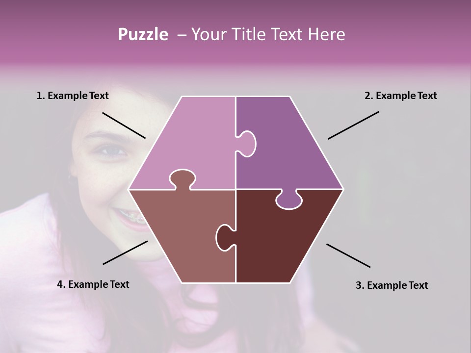 Beautiful Brunette Girl With Long Hair And Braces PowerPoint Template