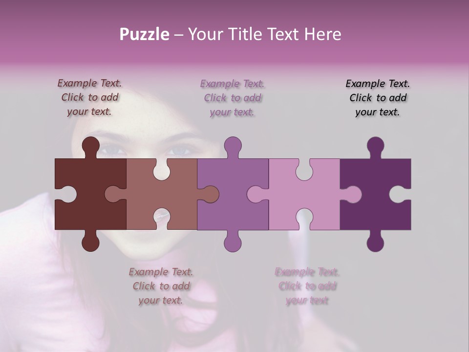 Beautiful Brunette Girl With Long Hair And Braces PowerPoint Template