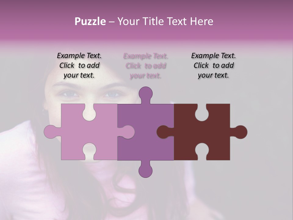 Beautiful Brunette Girl With Long Hair And Braces PowerPoint Template