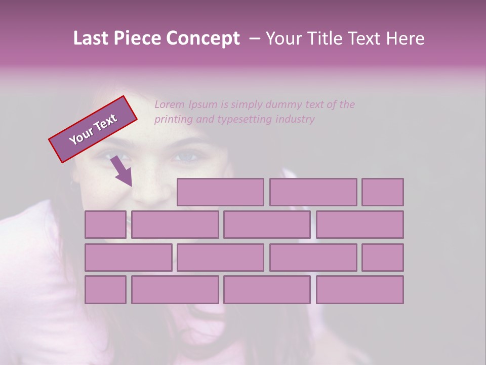 Beautiful Brunette Girl With Long Hair And Braces PowerPoint Template