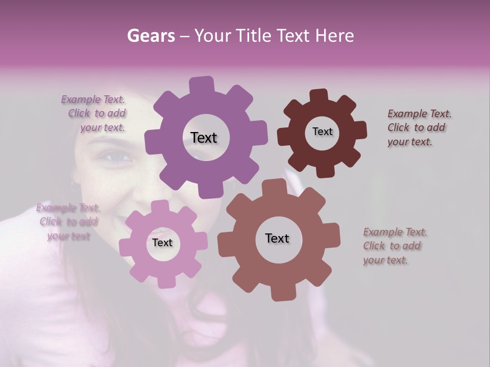 Beautiful Brunette Girl With Long Hair And Braces PowerPoint Template