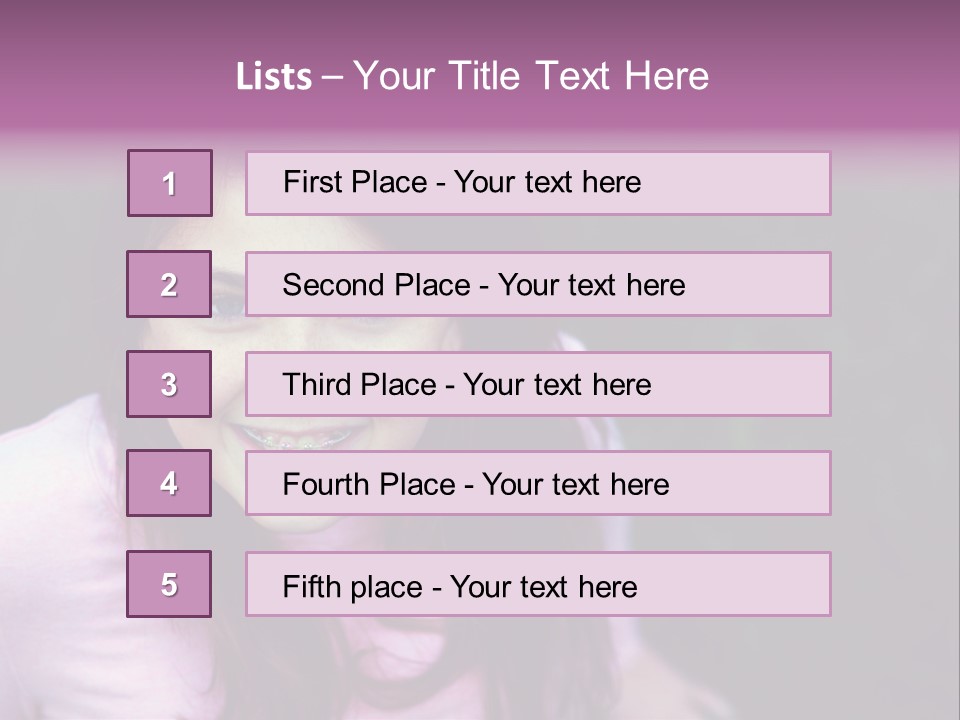 Beautiful Brunette Girl With Long Hair And Braces PowerPoint Template