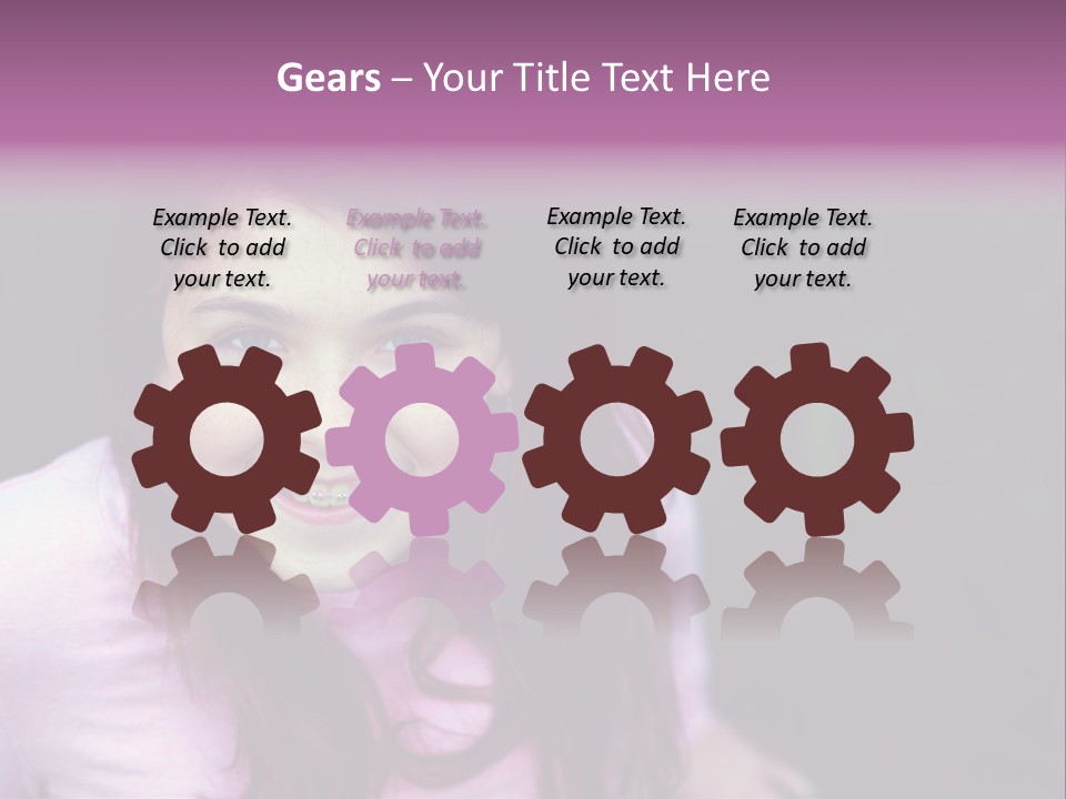 Beautiful Brunette Girl With Long Hair And Braces PowerPoint Template