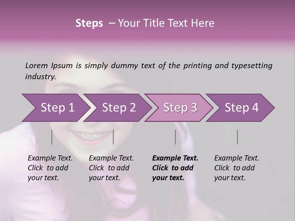 Beautiful Brunette Girl With Long Hair And Braces PowerPoint Template