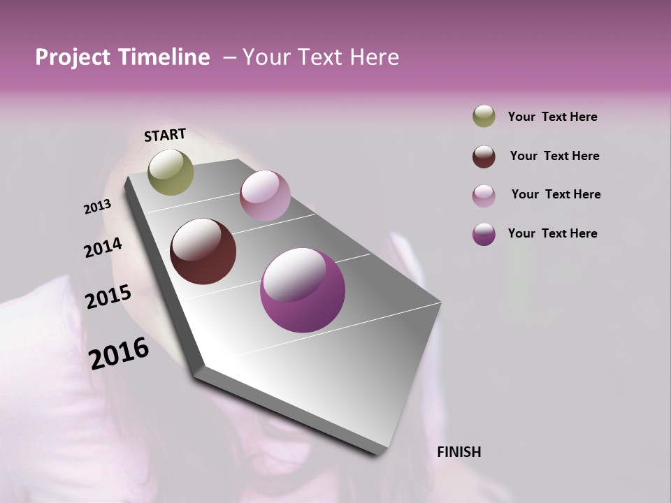 Beautiful Brunette Girl With Long Hair And Braces PowerPoint Template