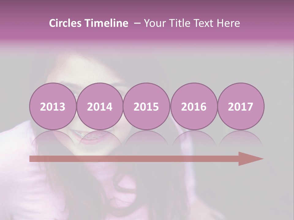 Beautiful Brunette Girl With Long Hair And Braces PowerPoint Template