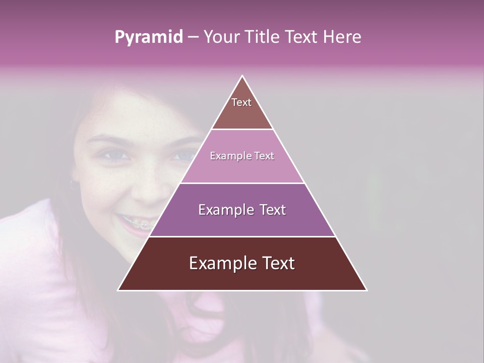 Beautiful Brunette Girl With Long Hair And Braces PowerPoint Template