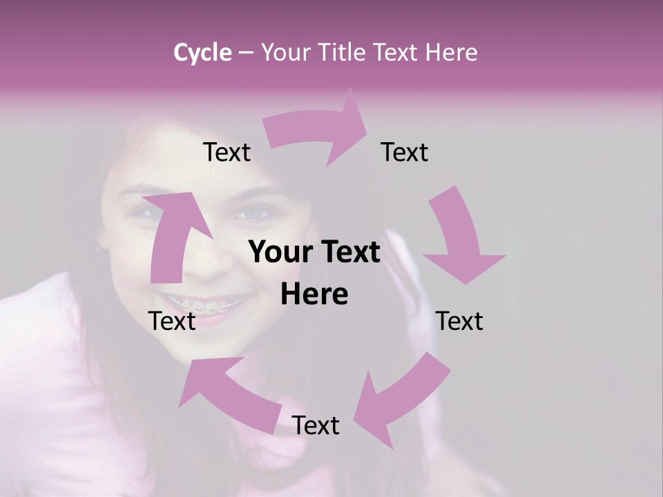 Beautiful Brunette Girl With Long Hair And Braces PowerPoint Template