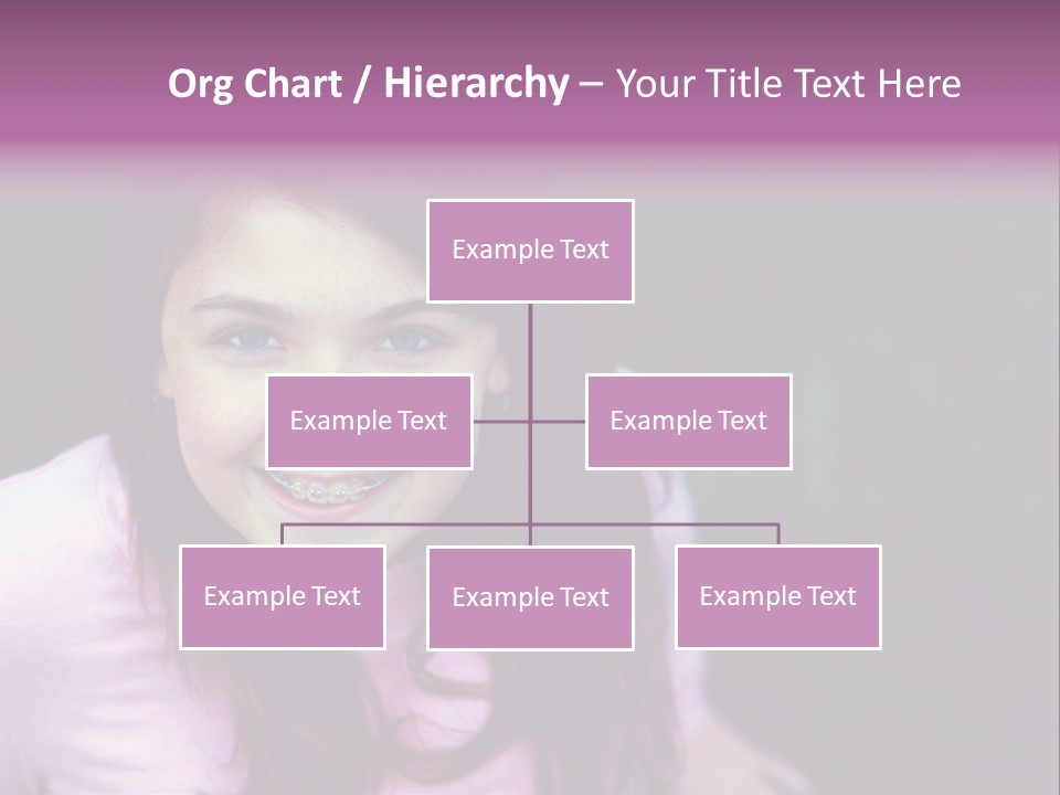 Beautiful Brunette Girl With Long Hair And Braces PowerPoint Template