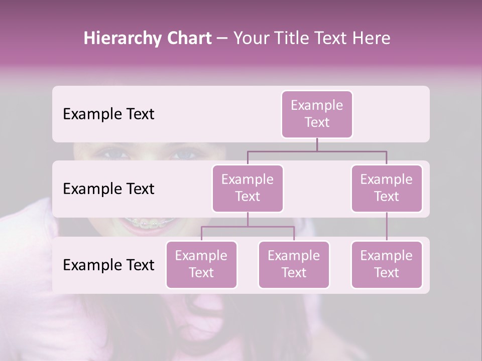 Beautiful Brunette Girl With Long Hair And Braces PowerPoint Template