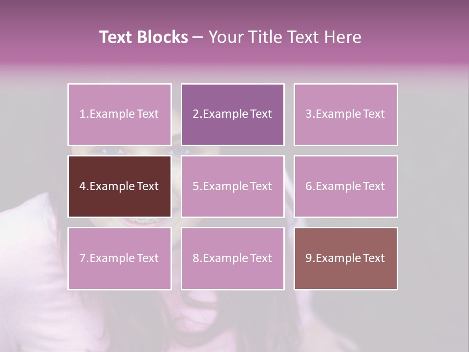 Beautiful Brunette Girl With Long Hair And Braces PowerPoint Template