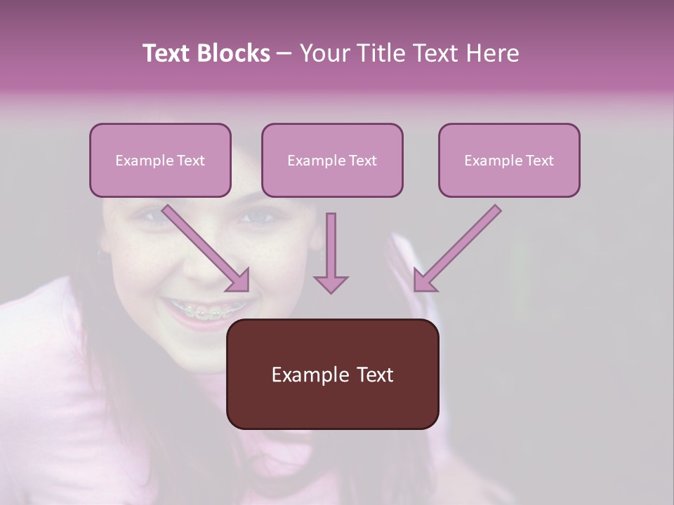 Beautiful Brunette Girl With Long Hair And Braces PowerPoint Template