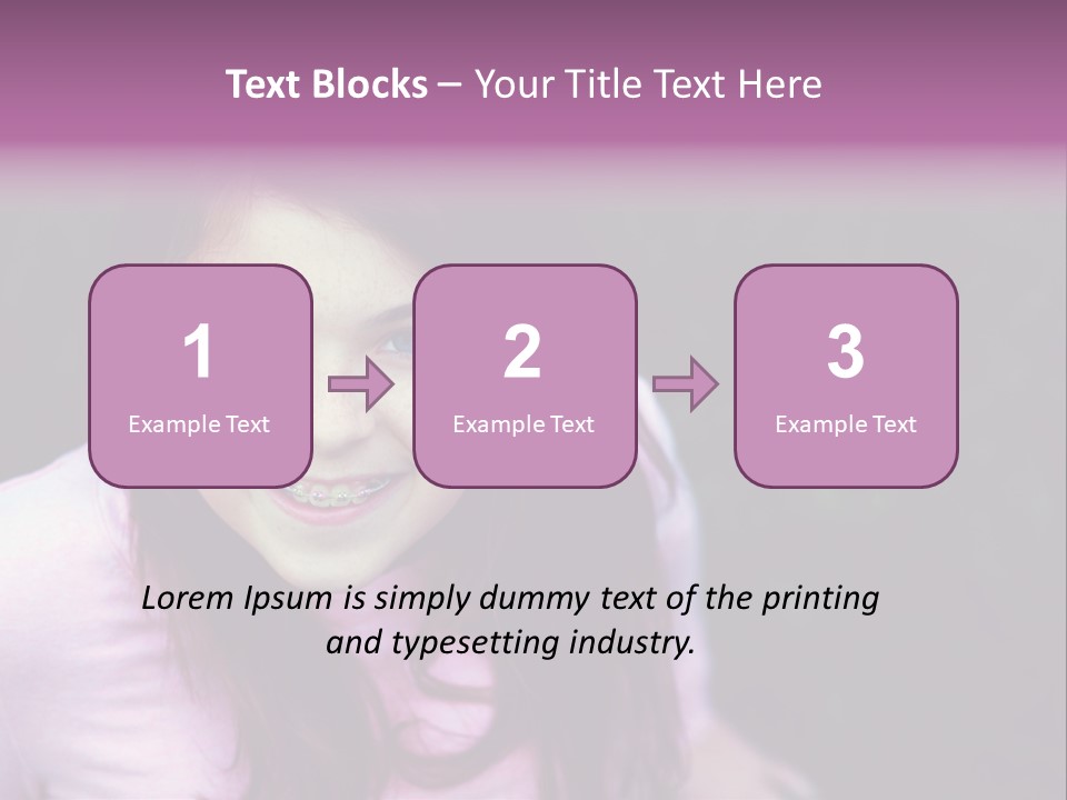 Beautiful Brunette Girl With Long Hair And Braces PowerPoint Template