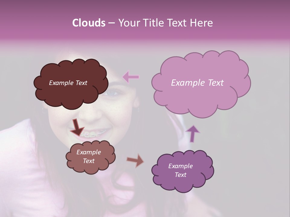 Beautiful Brunette Girl With Long Hair And Braces PowerPoint Template