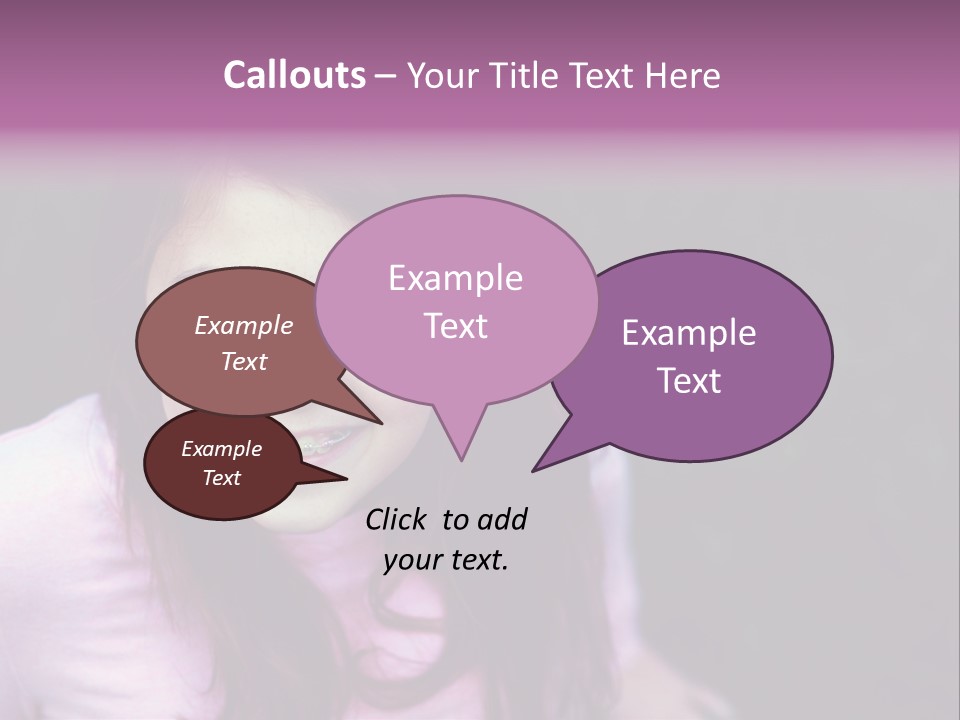 Beautiful Brunette Girl With Long Hair And Braces PowerPoint Template