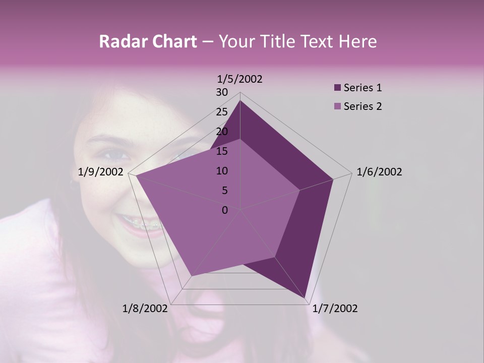 Beautiful Brunette Girl With Long Hair And Braces PowerPoint Template