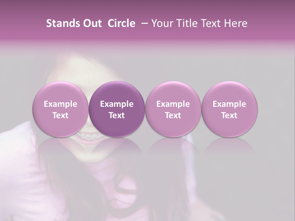 Beautiful Brunette Girl With Long Hair And Braces PowerPoint Template