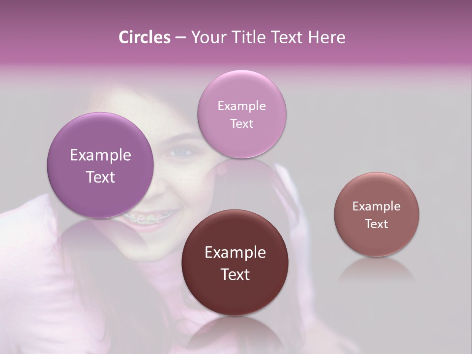 Beautiful Brunette Girl With Long Hair And Braces PowerPoint Template