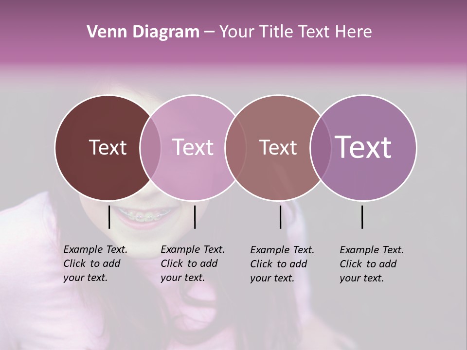 Beautiful Brunette Girl With Long Hair And Braces PowerPoint Template