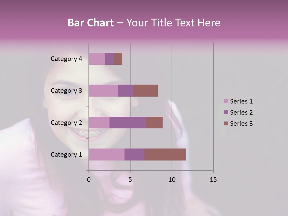 Beautiful Brunette Girl With Long Hair And Braces PowerPoint Template