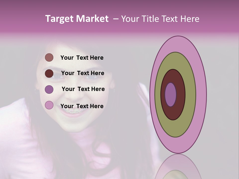 Beautiful Brunette Girl With Long Hair And Braces PowerPoint Template