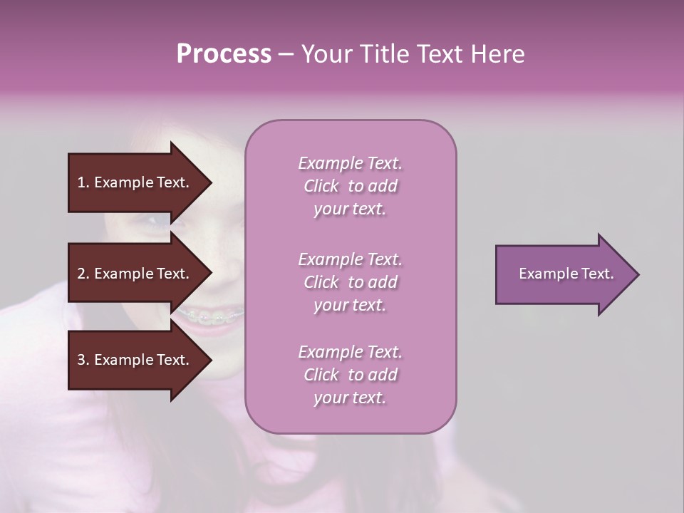 Beautiful Brunette Girl With Long Hair And Braces PowerPoint Template