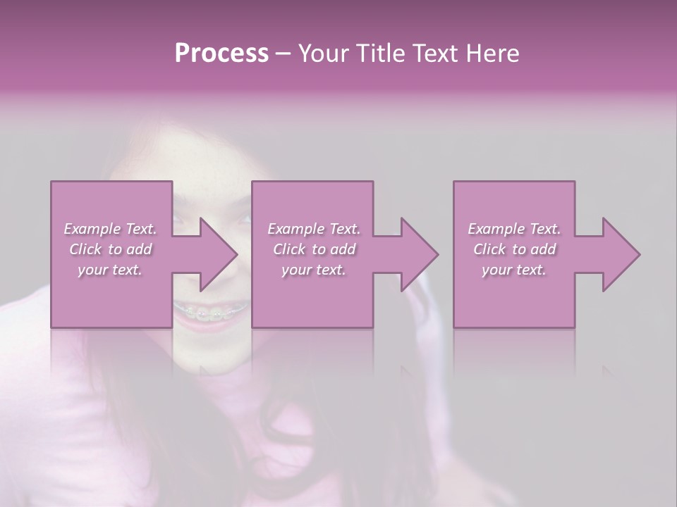 Beautiful Brunette Girl With Long Hair And Braces PowerPoint Template