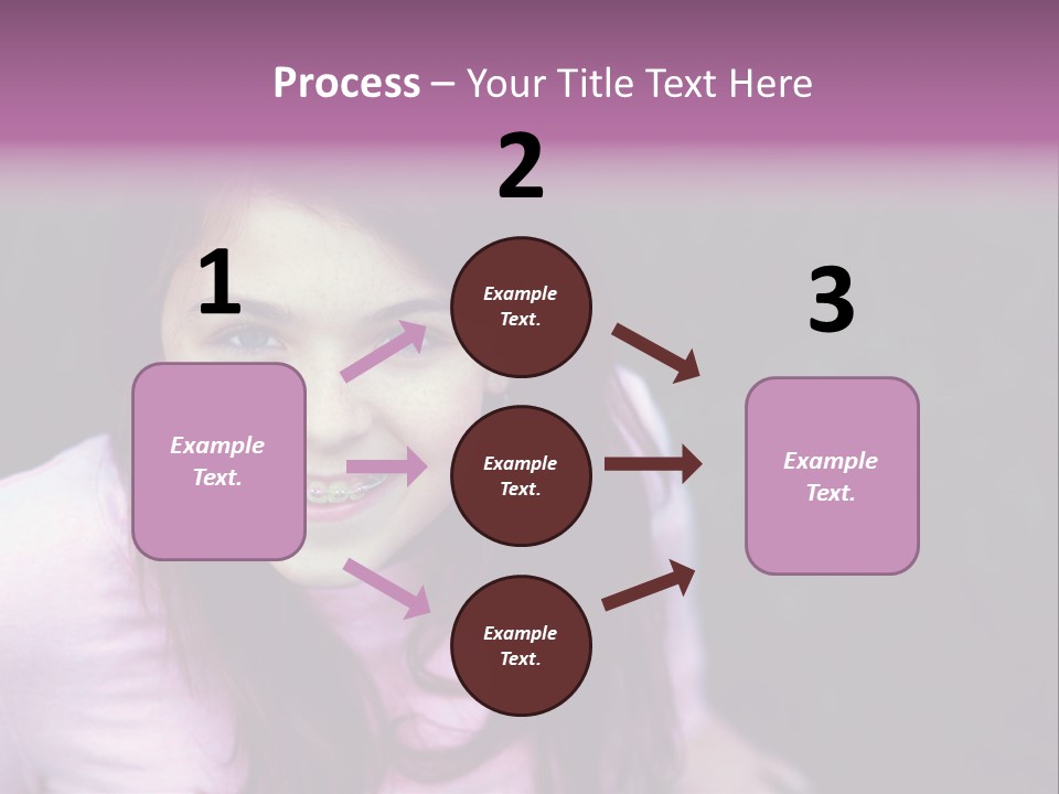 Beautiful Brunette Girl With Long Hair And Braces PowerPoint Template