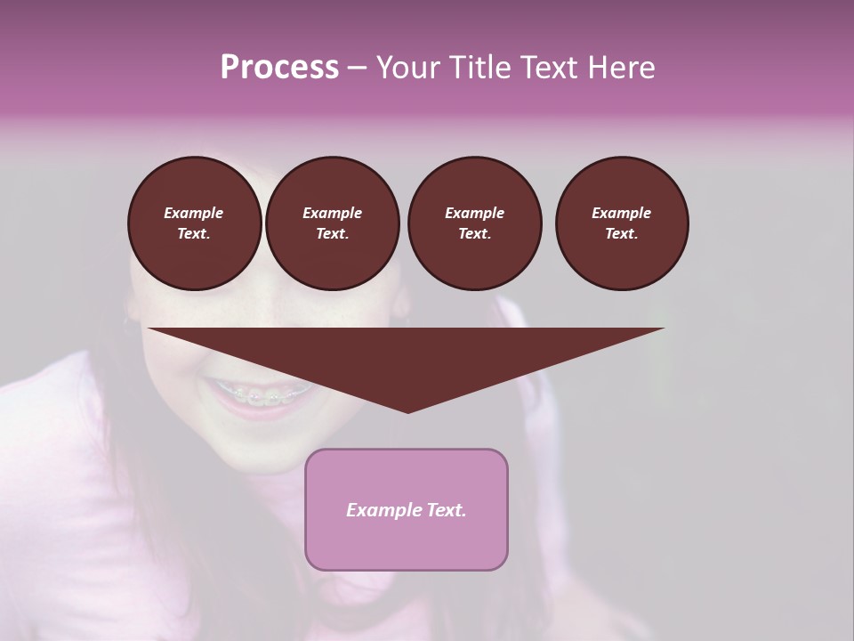 Beautiful Brunette Girl With Long Hair And Braces PowerPoint Template