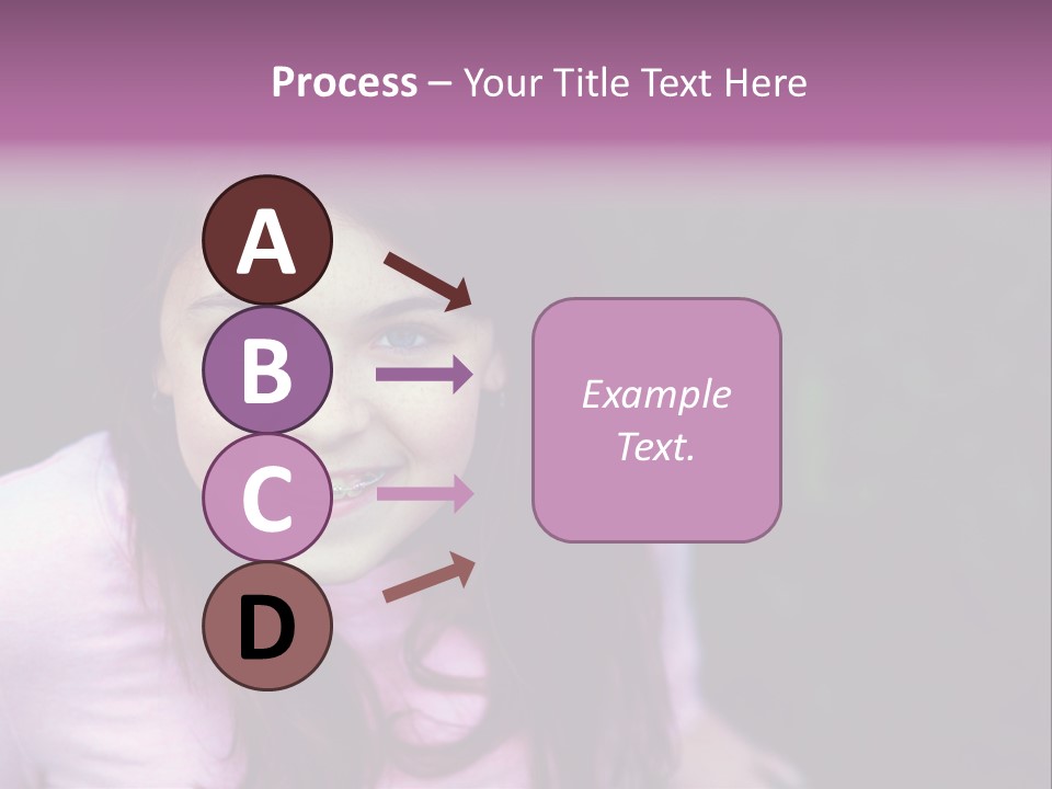 Beautiful Brunette Girl With Long Hair And Braces PowerPoint Template