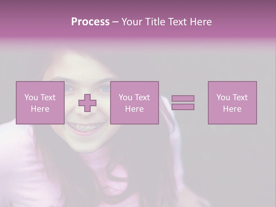 Beautiful Brunette Girl With Long Hair And Braces PowerPoint Template